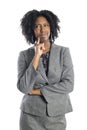 Black Female Businesswoman Thinking or Brainstorming Royalty Free Stock Photo