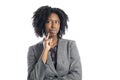 Black Female Businesswoman Thinking or Brainstorming Royalty Free Stock Photo