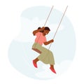 Black Female Character Swinging. Woman Gracefully Sways On A Swing, Her Laughter Echoing Through The Air