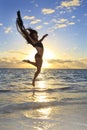 Black female dancer leaping