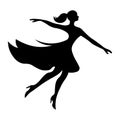 black female dancer silhouette on white background Royalty Free Stock Photo