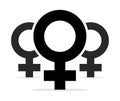 Black Female Icons Illustration on White Background. Flat Vector Woman Gender Symbol Royalty Free Stock Photo