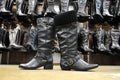 Black female leather boots