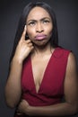 Black Female Thinking Facial Expressions Royalty Free Stock Photo