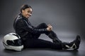 Female Race Car Driver or Stunt Woman or Motorcyclist Royalty Free Stock Photo