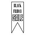 Black Fiday sale pennant icon, outline style