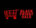 BLACK FIDAY SALE with shopping cart on a black background