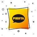 Black Fiesta icon isolated on white background. Yellow square button. Vector