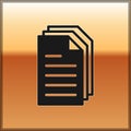 Black File document icon isolated on gold background. Checklist icon. Business concept. Vector