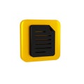 Black File document icon isolated on transparent background. Checklist icon. Business concept. Yellow square button.