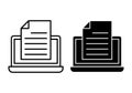 File on Laptop Black Icon Bundle for Desktop Work Digital Tasks and Device Based Document Use Royalty Free Stock Photo