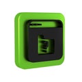 Black File missing icon isolated on transparent background. Green square button.