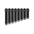 Black filled flute. Musical woodwind instrument icon.