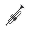 Black filled Trumpet. Musical brass instrument icon isolated