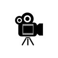 Black Film Camera icon isolated on white background Royalty Free Stock Photo