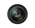 Black film camera lens with bokeh effect and flare light Royalty Free Stock Photo