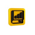 Black Financial book icon isolated on transparent background. Yellow square button.