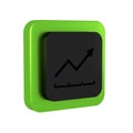 Black Financial growth increase icon isolated on transparent background. Increasing revenue. Green square button.