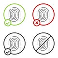 Black Fingerprint icon isolated on white background. ID app icon. Identification sign. Touch id. Circle button. Vector Royalty Free Stock Photo