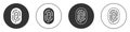 Black Fingerprint icon isolated on white background. ID app icon. Identification sign. Touch id. Circle button. Vector Royalty Free Stock Photo