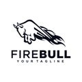 Black Fire Bull Logo Design Template Inspiration idea Royalty Free Stock Photo