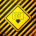 Black Fire exit icon isolated on yellow background. Fire emergency icon. Warning sign. Vector Royalty Free Stock Photo