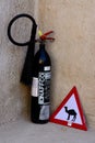 Black fire extinguisher and a camel sign