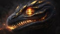 black fire serpent with golden eyes