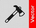 Black Firefighter axe icon isolated on transparent background. Fire axe. Vector