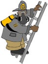 Black fireman climbing a ladder Royalty Free Stock Photo