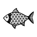 Black Fish with Geometric Diamond Scales, vector design Generative AI Royalty Free Stock Photo
