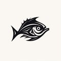 Black Fish Tribal Graphic Illustration With Precisionist Style