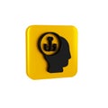 Black Fisherman icon isolated on transparent background. Yellow square button.