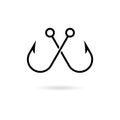 Black Fishing Hook icon, Fishing Hook logo