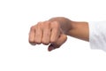 Fight hand gesture of black man, isolated