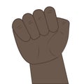 Black fist. The symbol of the revolution. Hand up as a logo of the revolution. Hard and strong graphic symbol