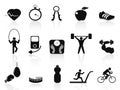 Black fitness icons set