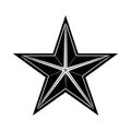 Black five pointed star with geometric shading and white outlines on white background geometric star Royalty Free Stock Photo