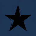 A black, five-pointed star with jagged edges is set against a deep blue background Royalty Free Stock Photo