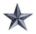 Black five pointed star. One single object.