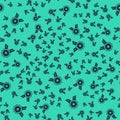 Black Five stars customer product rating review icon isolated seamless pattern on green background. Favorite, best