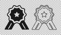 Black Five stars customer product rating review icon isolated on transparent background. Favorite, best rating, award