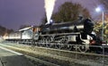 Black five steam train at night at Bath Station