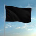 a black flag isolated on a blue sky background Royalty Free Stock Photo