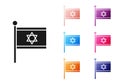 Black Flag of Israel icon isolated on white background. National patriotic symbol. Set icons colorful. Vector Royalty Free Stock Photo