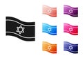 Black Flag of Israel icon isolated on white background. National patriotic symbol. Set icons colorful. Vector Royalty Free Stock Photo