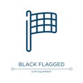 Black flagged icon. Linear vector illustration from racing collection. Outline black flagged icon vector. Thin line symbol for use