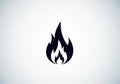 Black flame icon with multiple stylized fire shapes, set against a light gradient background. The Royalty Free Stock Photo