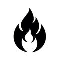 Black flame symbol illustration on a white background graphic design element representing fire Royalty Free Stock Photo