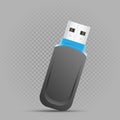 Black flash drive on gray background Royalty Free Stock Photo